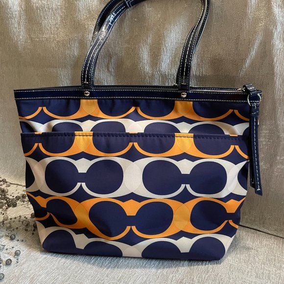 Coach Navy and Orange Tote Bag - Picture 2 of 5